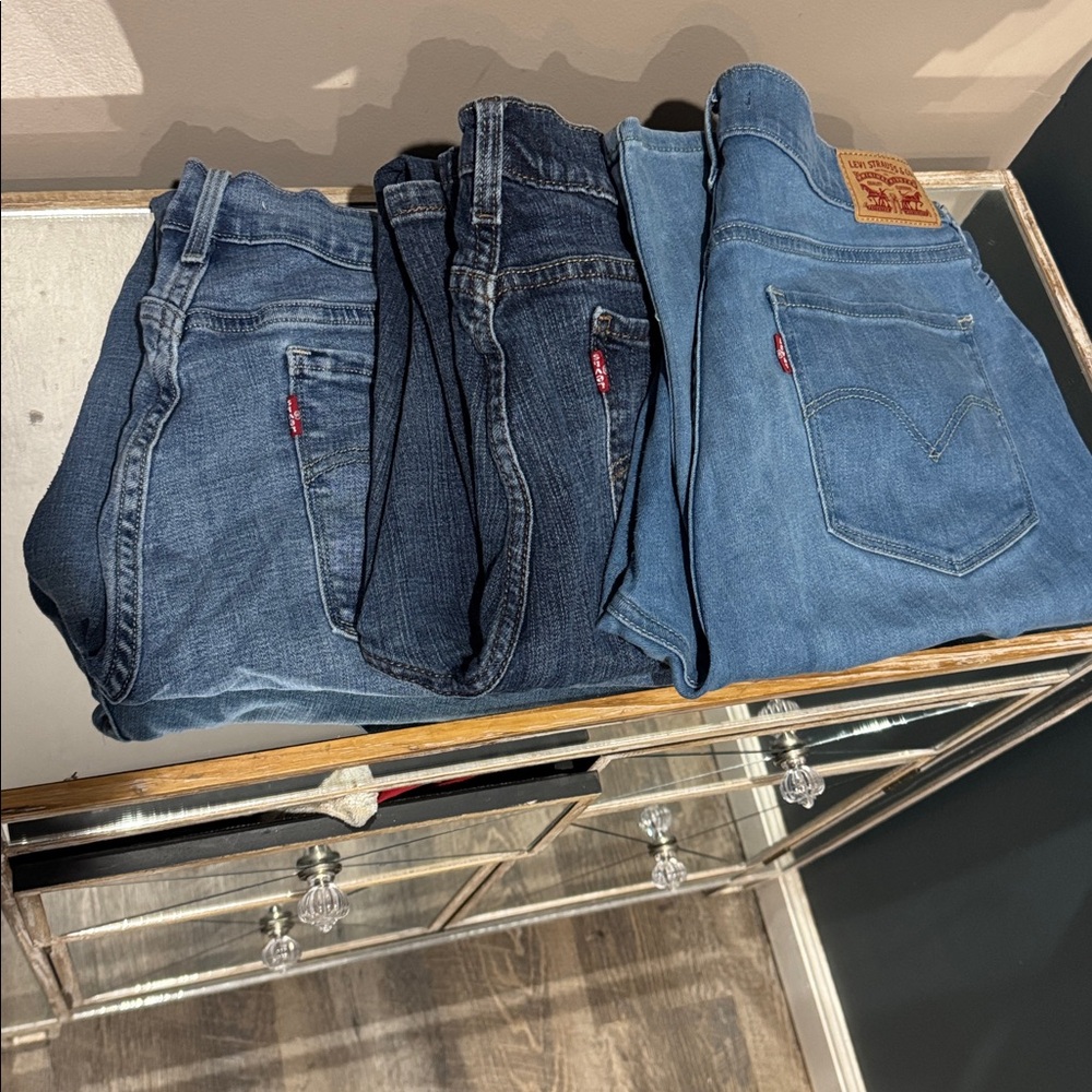 Levis Light, Med, & Dark Blue Denim Jeans Bundle (3)